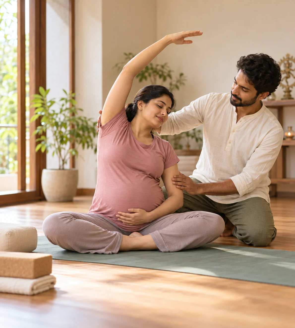 Hand resting in gyan mudra during a quiet seated moment